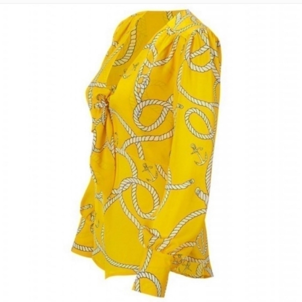 CAbi Yellow Reef Knot Nautical Blouse size small NWOT‎ - Picture 2 of 9